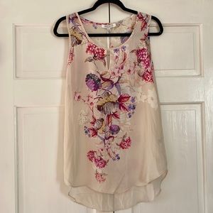 Rose + Olive New Floral Tank Printed Sleeveless High Low Blouse Medium